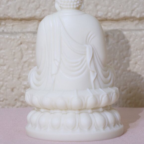 SHAKYAMUNI BUDDHA WHITE STATUE-Dhyana Samadhi-Resin-4.5"-Meditation-Mudra New - Picture 11 of 14